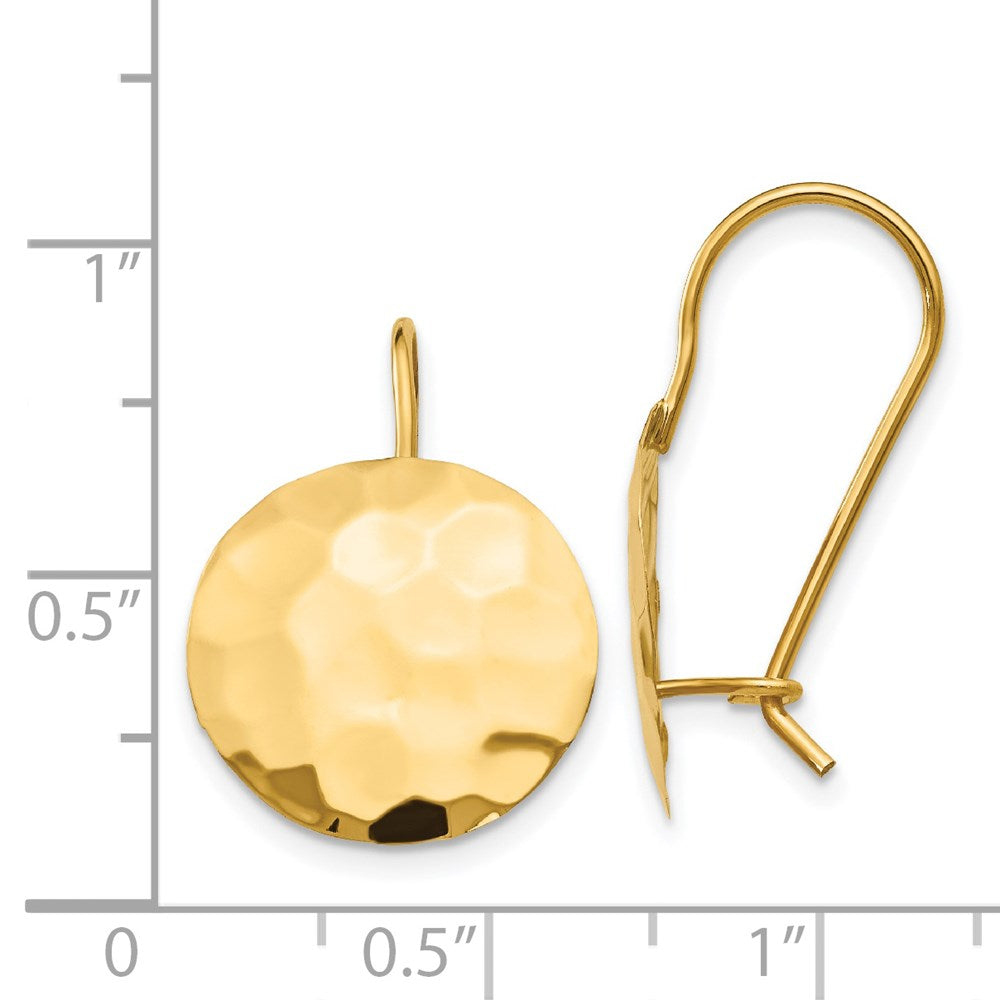 Gold Hammered Circle Shepard Hook Earrings
