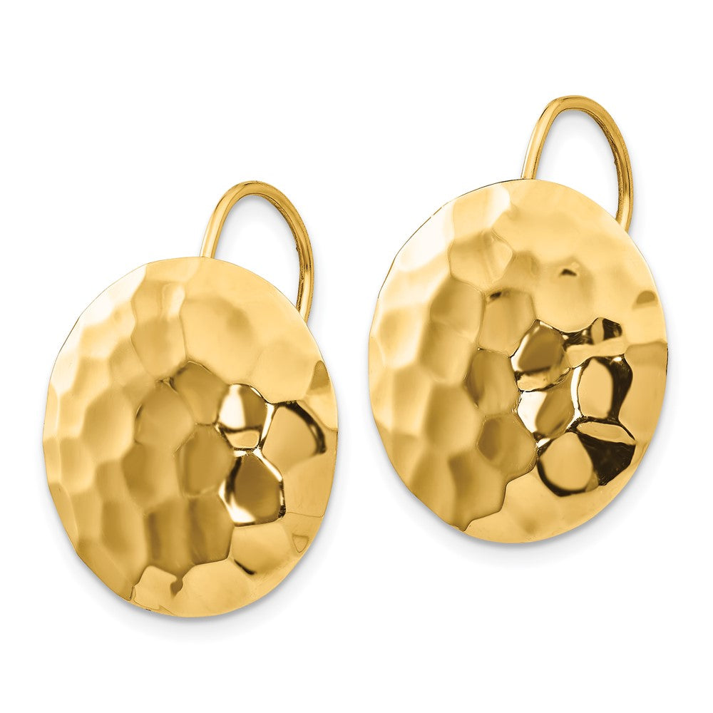 Gold Hammered Circle Shepard Hook Earrings