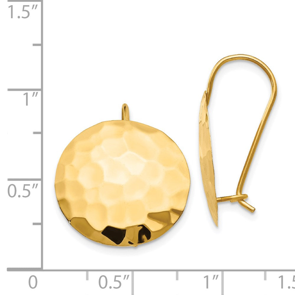 Gold Hammered Circle Shepard Hook Earrings