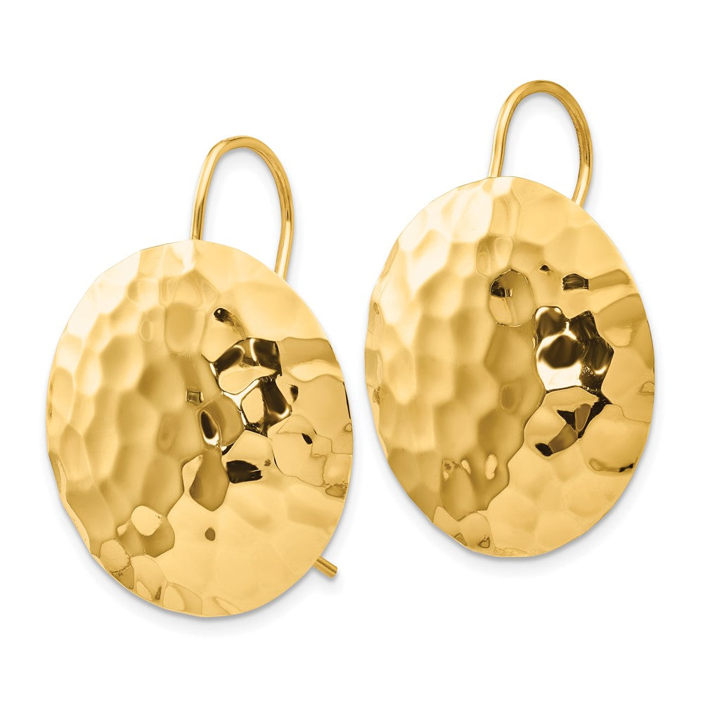 Gold Hammered Circle Shepard Hook Earrings
