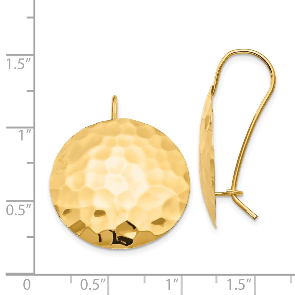 Gold Hammered Circle Shepard Hook Earrings