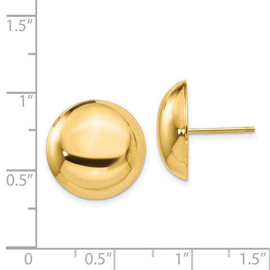 14k 15.50mm Polished Button Post Earrings