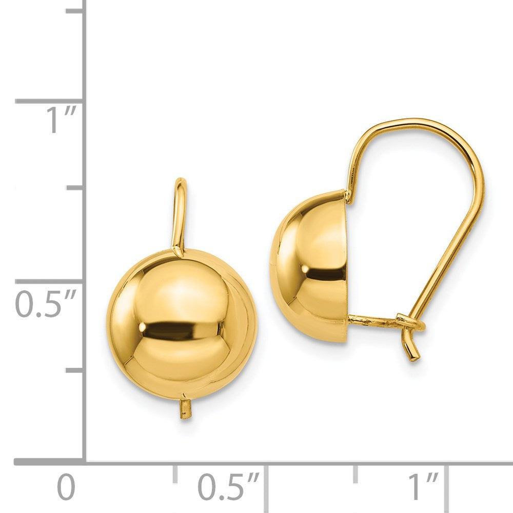 Gold Button Kidney Wire Earrings
