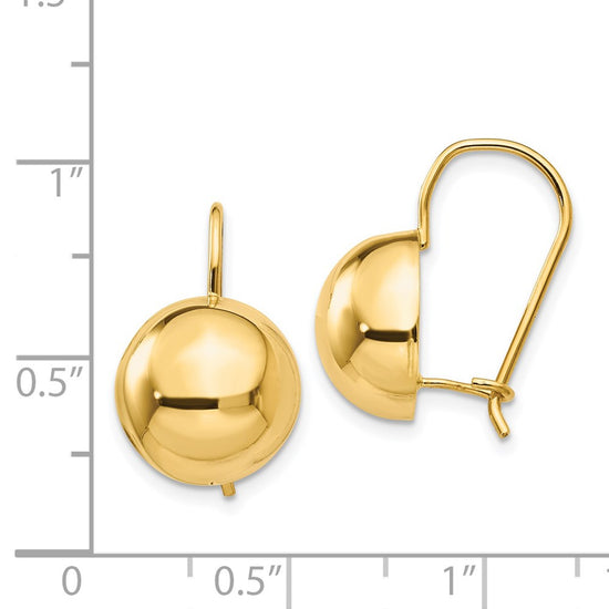 Gold Button Kidney Wire Earrings