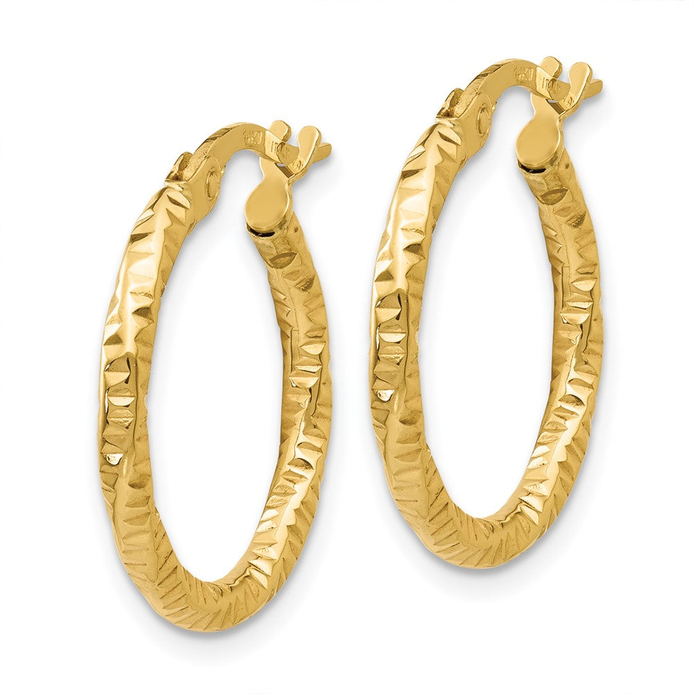 2mm Gold Twisted Diamond-cut Hoop Earrings
