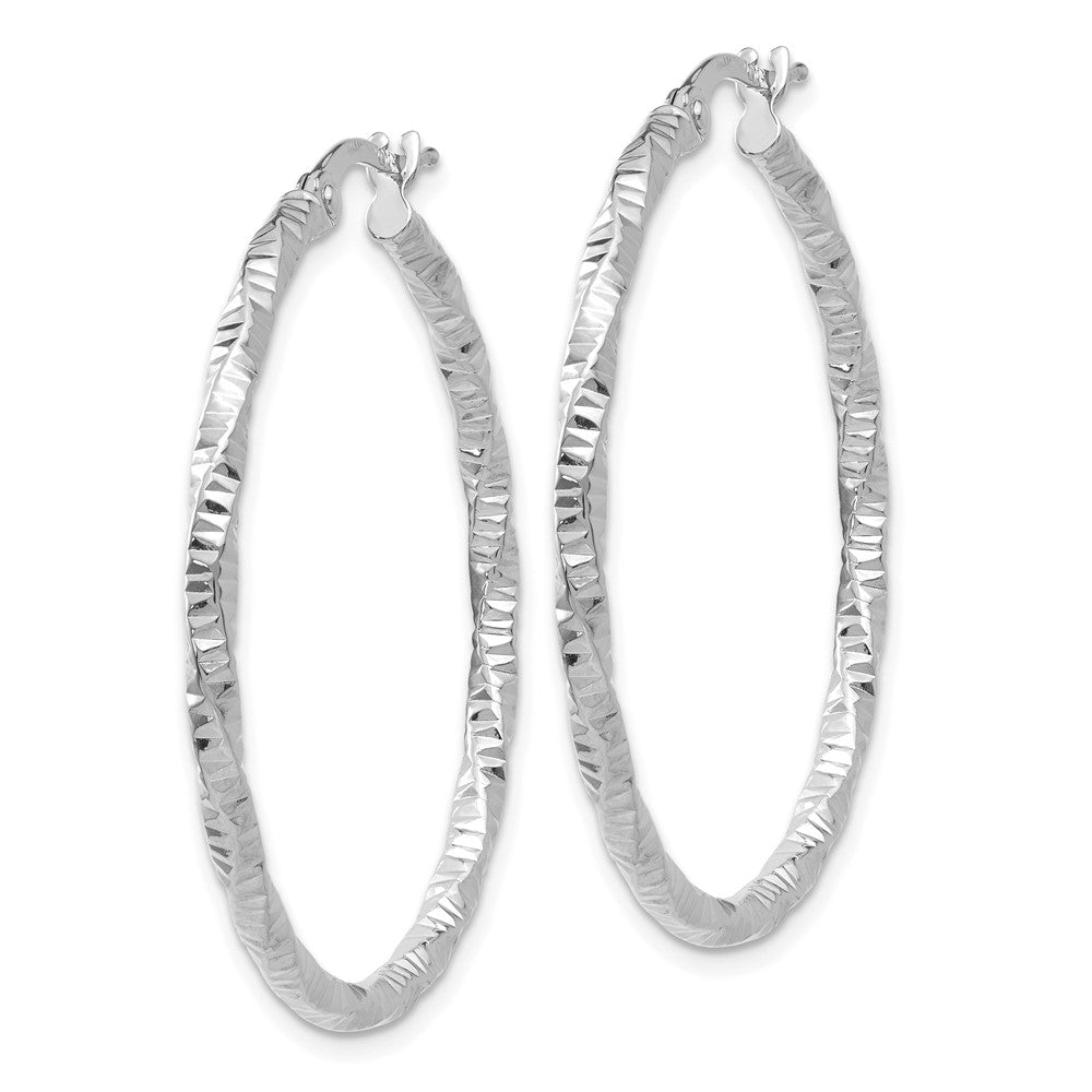 2mm Gold Twisted Diamond-cut Hoop Earrings