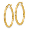 2mm Gold Twisted Diamond-cut Hoop Earrings