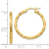 14K Polished and Textured Hoop Earrings