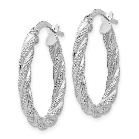 3mm Gold Textured Twisted Hoop Earrings