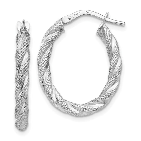 3mm Gold Textured Twisted Hoop Earrings