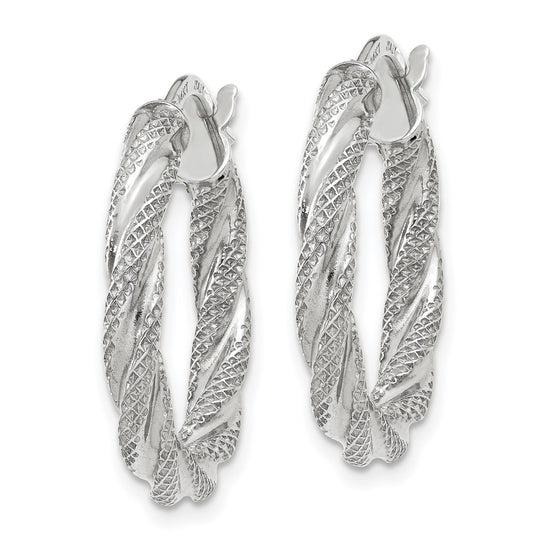 3mm Gold Textured Twisted Hoop Earrings