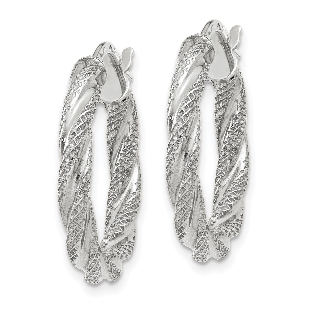 3mm Gold Textured Twisted Hoop Earrings
