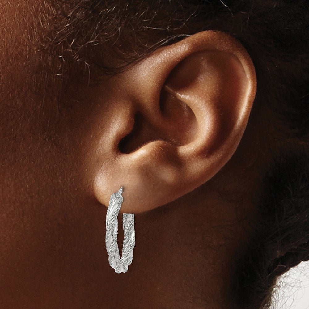 3mm Gold Textured Twisted Hoop Earrings