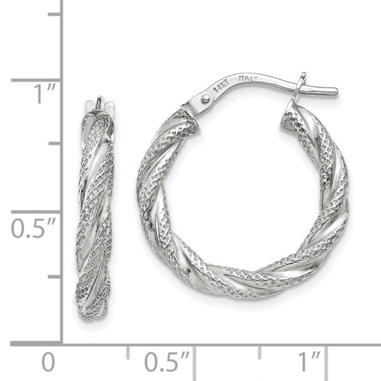 3mm Gold Textured Twisted Hoop Earrings