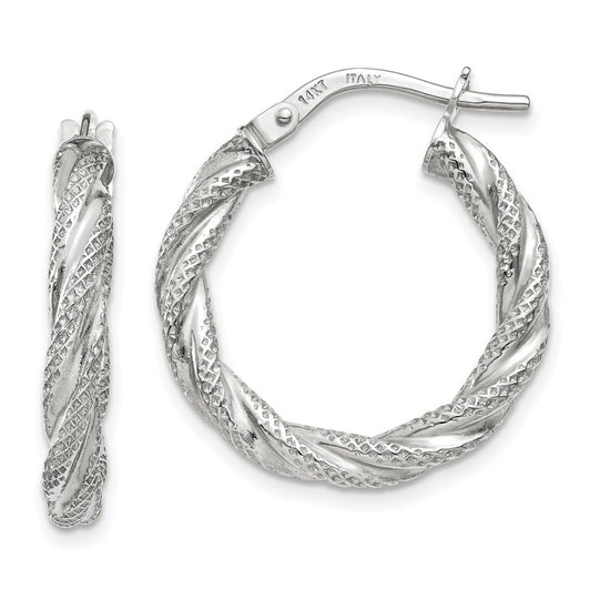 3mm Gold Textured Twisted Hoop Earrings
