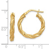 3mm Gold Textured Twisted Hoop Earrings