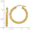 3mm Gold Textured Twisted Hoop Earrings