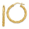 3mm Gold Textured Twisted Hoop Earrings