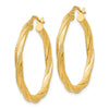 3mm Gold Textured Twisted Hoop Earrings