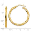 3mm Gold Textured Twisted Hoop Earrings