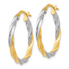 14K & Rhodium Twisted Hoop Earrings