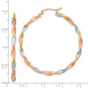 14k White & Rose Rhodium Satin Twisted Hoop Earrings