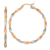 3mm Gold White & Rose Rhodium Twisted Hoop Earrings