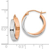 14k Rose and White Gold Polished Oval Hoop Earrings