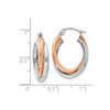 14k Rose and White Gold Polished Oval Tube Hoop Earrings