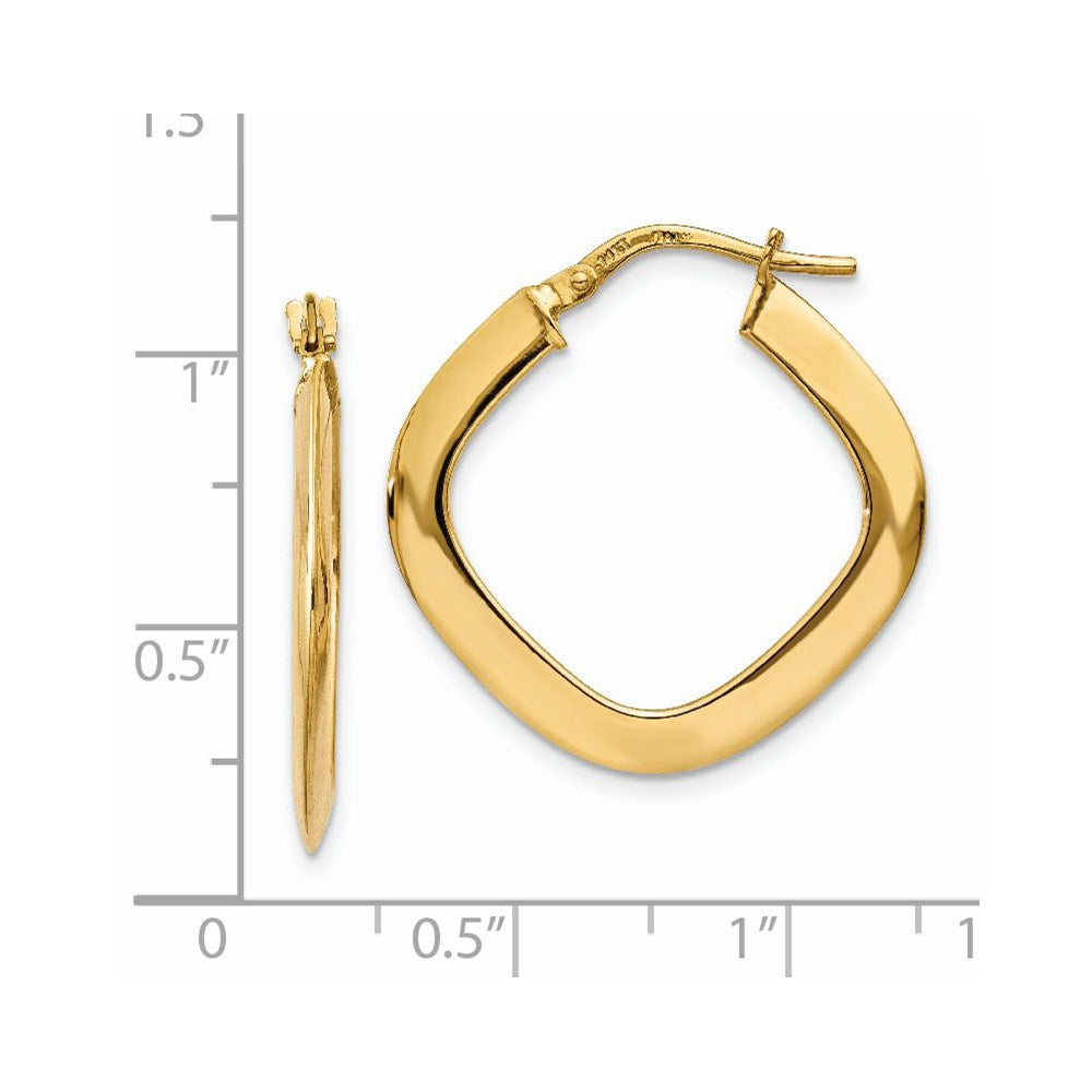 14K 1.5x25mm Tapered Square Tube Hoop Earrings