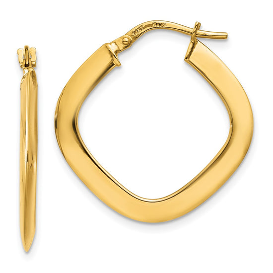 14K 1.5x25mm Tapered Square Tube Hoop Earrings