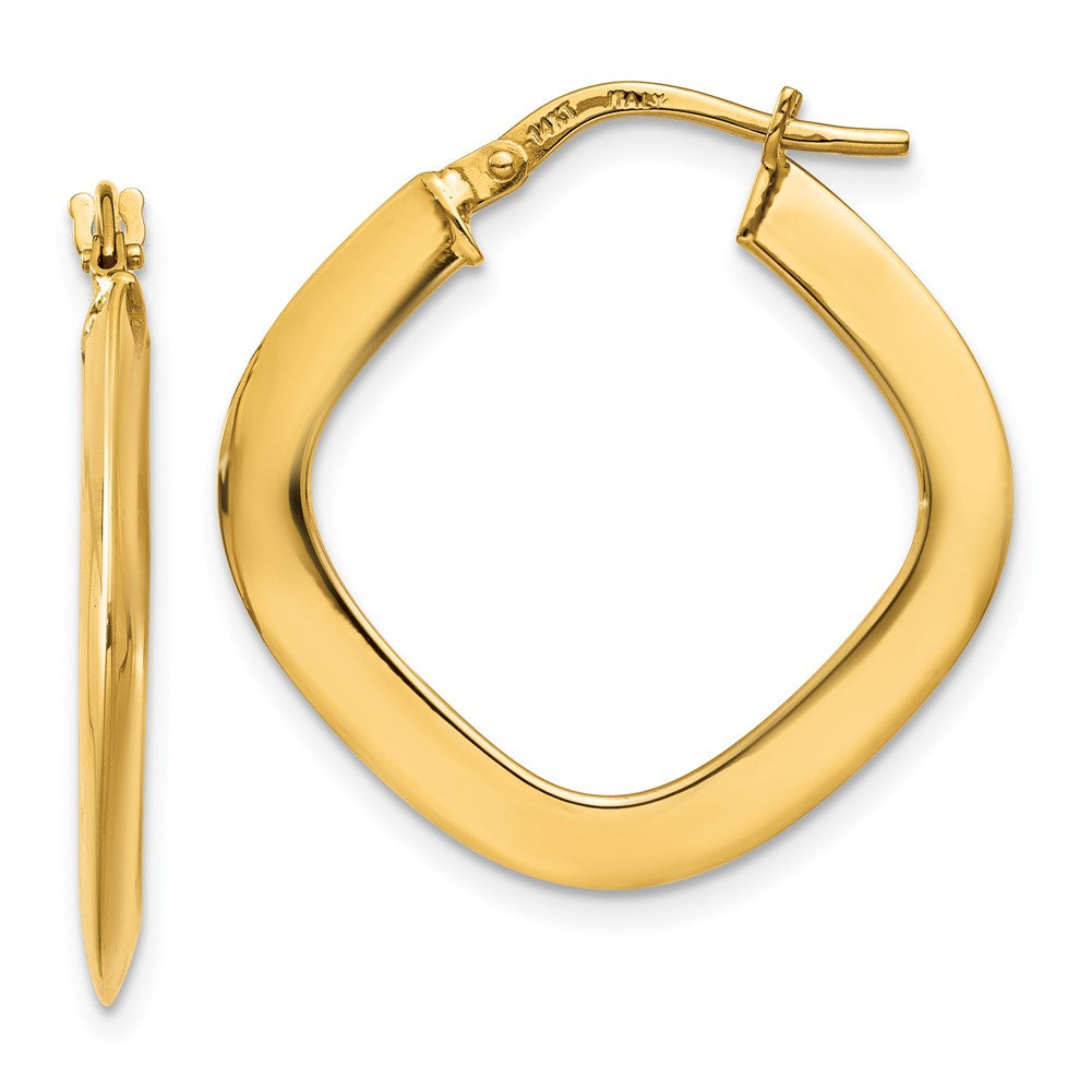14K 1.5x25mm Tapered Square Tube Hoop Earrings