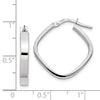 14K White Gold 3x27mm Flat Edge Square Tube Hoop Earrings