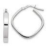 14K White Gold 3x27mm Flat Edge Square Tube Hoop Earrings