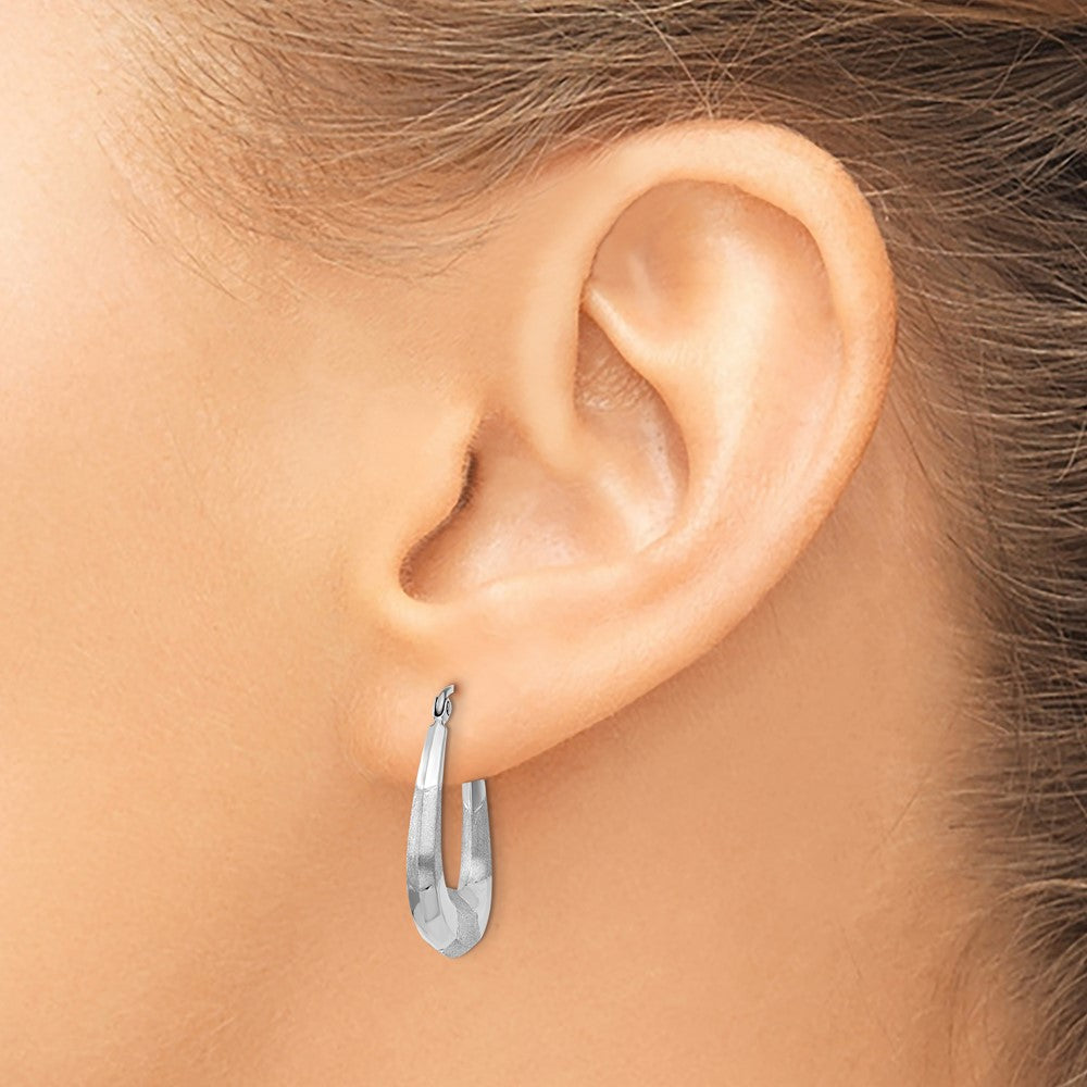 Gold Diamond-cut Satin Hoop Earrings