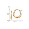 14k & White & Rose Rhodium Polished & Textured Hoop Earrings