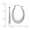 14k White Gold Polished and Textured Oval Hoop Earrings