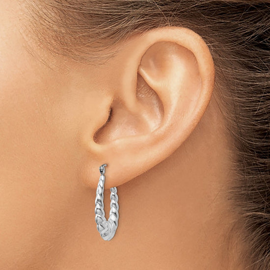 Gold Twisted Oval Hoop Earrings