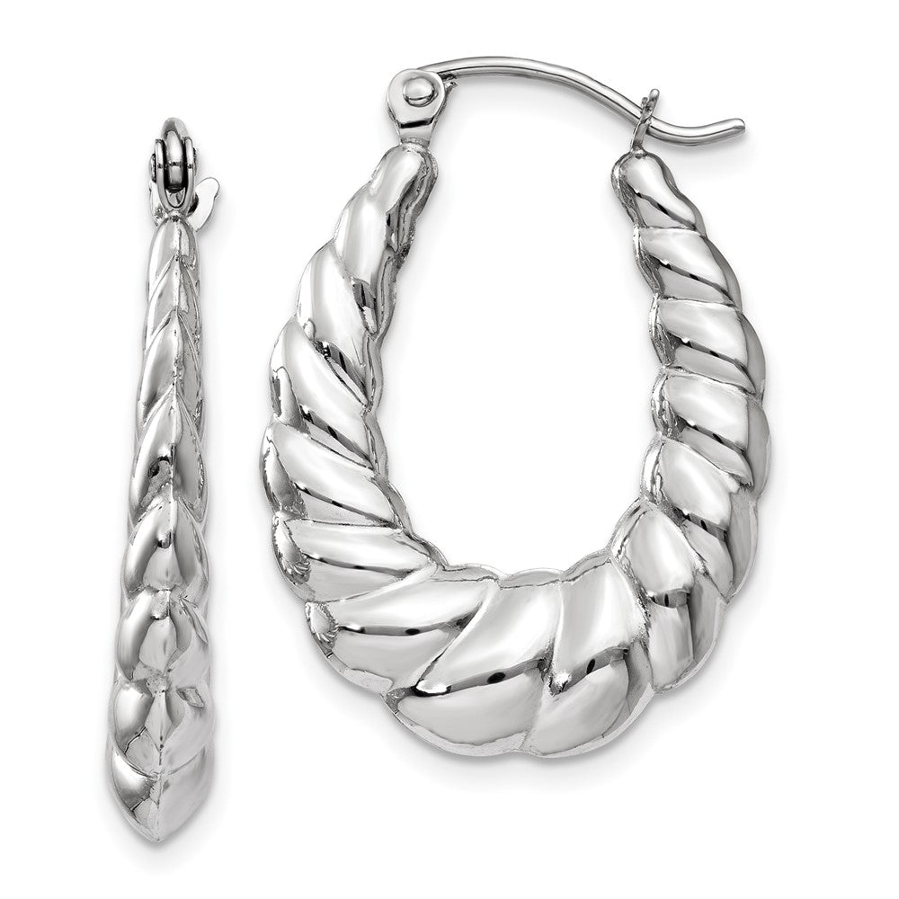 Gold Twisted Oval Hoop Earrings