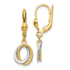 14K Two-Tone Textured and Polished Ovals Dangle Leverback Earrings