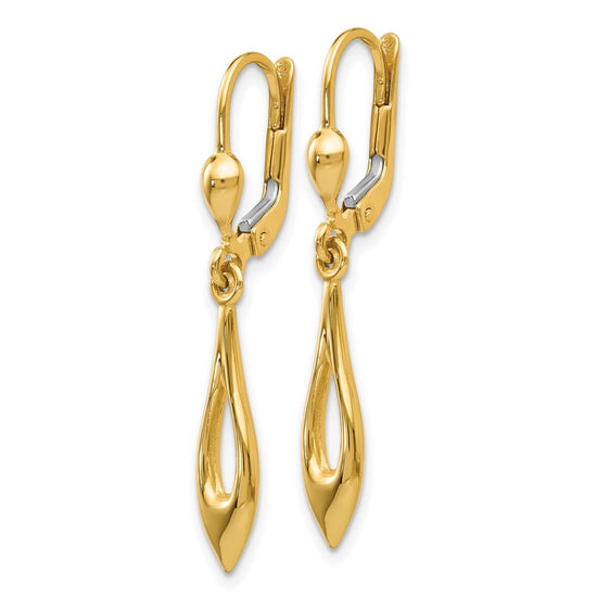 Gold Teardrop Leverback Earrings