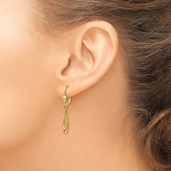 Gold Teardrop Leverback Earrings