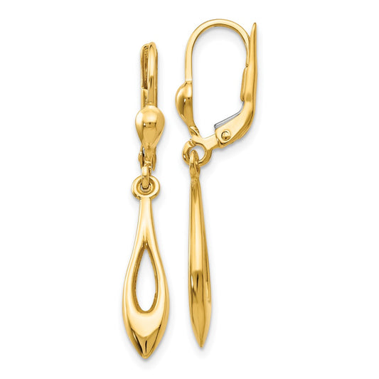 Gold Teardrop Leverback Earrings
