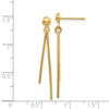 14k Polished Two Bars Dangle Post Earrings