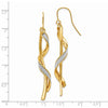 14k Polished Glitter-Infused Spiral Dangle French Hook Earrings
