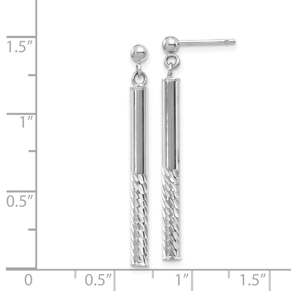 Gold Diamond-cut Tube Dangle Post Earrings