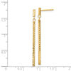 14k Polished and Diamond-cut Bar Dangle Post Earrings