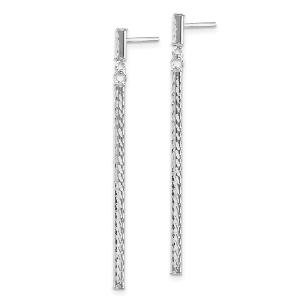 Gold Diamond-cut Tube Dangle Post Earrings