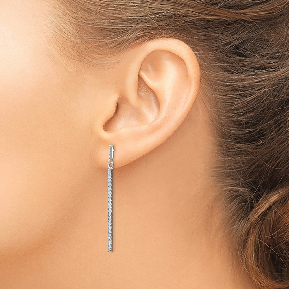 Gold Diamond-cut Tube Dangle Post Earrings