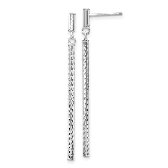 Gold Diamond-cut Tube Dangle Post Earrings